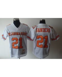 Cowboys #21 Barry Sanders White Throwback Stitched NCAA Jersey