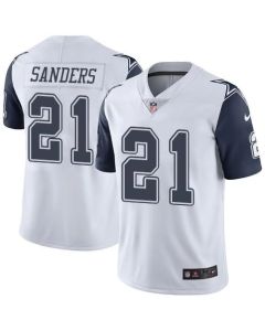 Cowboys #21 Deion Sanders White Men's Stitched NFL Limited Rush Jersey