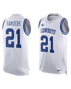 Cowboys #21 Deion Sanders White Men's Stitched NFL Limited Tank Top Jersey