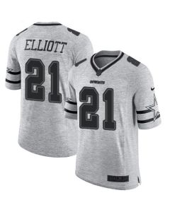 Cowboys #21 Ezekiel Elliott Gray Men's Stitched NFL Limited Gridiron Gray II Jersey