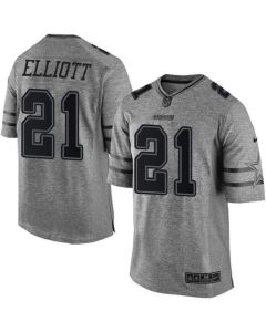 Cowboys #21 Ezekiel Elliott Gray Men's Stitched NFL Limited Gridiron Gray Jersey