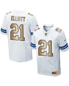 Cowboys #21 Ezekiel Elliott White Men's Stitched NFL Elite Gold Jersey