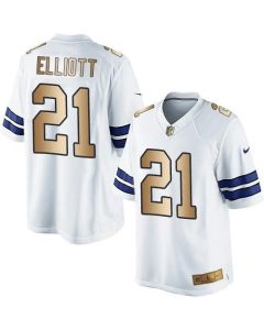 Cowboys #21 Ezekiel Elliott White Men's Stitched NFL Limited Gold Jersey