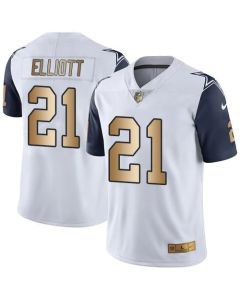 Cowboys #21 Ezekiel Elliott White Men's Stitched NFL Limited Gold Rush Jersey