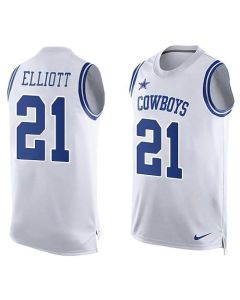 Cowboys #21 Ezekiel Elliott White Men's Stitched NFL Limited Tank Top Jersey