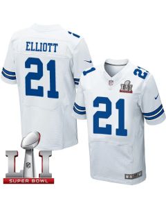 Cowboys #21 Ezekiel Elliott White Men's Stitched NFL Super Bowl LI 51 Elite Jersey