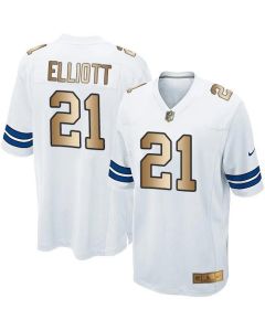 Cowboys #21 Ezekiel Elliott White Youth Stitched NFL Elite Gold Jersey