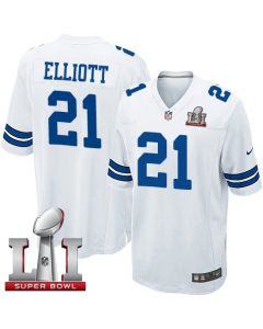 Cowboys #21 Ezekiel Elliott White Youth Stitched NFL Super Bowl LI 51 Elite Jersey
