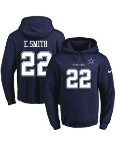 Cowboys #22 Emmitt Smith Navy Blue Name & Number Pullover NFL Hoodie