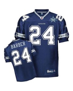 Cowboys #24 Marion Barber Navy Blue With Team 50TH Patch Stitched Youth NFL Jersey