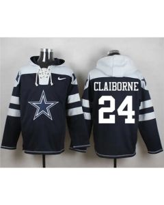 Cowboys #24 Morris Claiborne Navy Blue Player Pullover NFL Hoodie