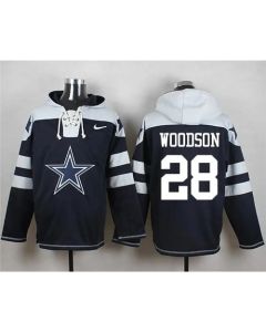 Cowboys #28 Darren Woodson Navy Blue Player Pullover NFL Hoodie