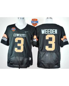 Cowboys #3 Brandon Weeden Black Pro Combat 2014 Cotton Bowl Patch Stitched NCAA Jersey