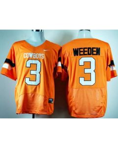 Cowboys #3 Brandon Weeden Orange Pro Combat Stitched NCAA Jersey
