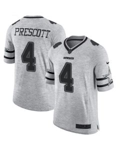 Cowboys #4 Dak Prescott Gray Men's Stitched NFL Limited Gridiron Gray II Jersey