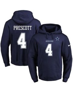 Cowboys #4 Dak Prescott Navy Blue Name & Number Pullover NFL Hoodie