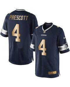 Cowboys #4 Dak Prescott Navy Blue Team Color Men's Stitched NFL Limited Gold Jersey