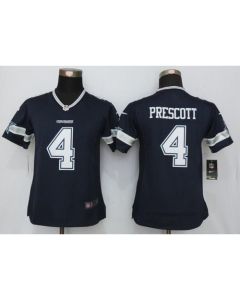 Cowboys #4 Dak Prescott Navy Blue Team Color Women's Stitched NFL Limited Jersey