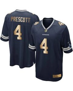 Cowboys #4 Dak Prescott Navy Blue Team Color Youth Stitched NFL Elite Gold Jersey