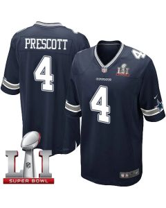 Cowboys #4 Dak Prescott Navy Blue Team Color Youth Stitched NFL Super Bowl LI 51 Elite Jersey