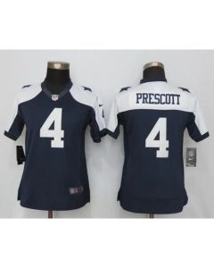 Cowboys #4 Dak Prescott Navy Blue Thanksgiving Throwback Women's Stitched NFL Limited Jersey