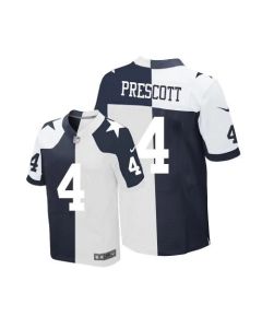 Cowboys #4 Dak Prescott Navy Blue/White Men's Stitched NFL Elite Split Jersey