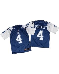 Cowboys #4 Dak Prescott Navy Blue/White Throwback Men's Stitched NFL Elite Jersey