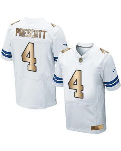 Cowboys #4 Dak Prescott White Men's Stitched NFL Elite Gold Jersey
