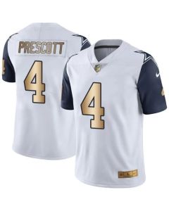 Cowboys #4 Dak Prescott White Men's Stitched NFL Limited Gold Rush Jersey