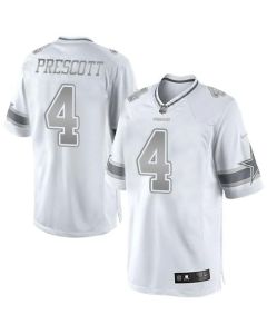 Cowboys #4 Dak Prescott White Men's Stitched NFL Limited Platinum Jersey