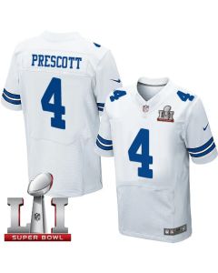 Cowboys #4 Dak Prescott White Men's Stitched NFL Super Bowl LI 51 Elite Jersey