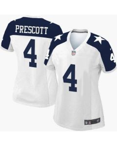 Cowboys #4 Dak Prescott White Thanksgiving Throwback Women's Stitched NFL Elite Jersey