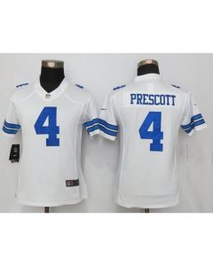 Cowboys #4 Dak Prescott White Women's Stitched NFL Limited Jersey