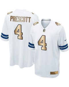 Cowboys #4 Dak Prescott White Youth Stitched NFL Elite Gold Jersey
