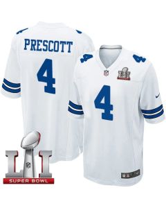 Cowboys #4 Dak Prescott White Youth Stitched NFL Super Bowl LI 51 Elite Jersey