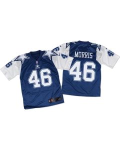Cowboys #46 Alfred Morris Navy Blue/White Men's Stitched NFL Throwback Elite Jersey