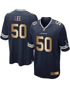 Cowboys #50 Sean Lee Navy Blue Team Color Youth Stitched NFL Elite Gold Jersey