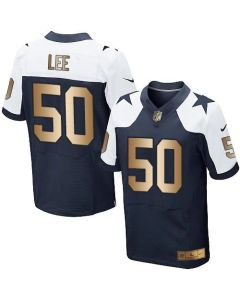Cowboys #50 Sean Lee Navy Blue Thanksgiving Throwback Men's Stitched NFL Elite Gold Jersey
