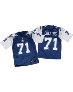 Cowboys #71 La'el Collins Navy Blue/White Throwback Men's Stitched NFL Elite Jersey
