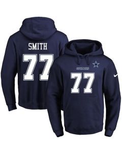Cowboys #77 Tyron Smith Navy Blue Name & Number Pullover NFL Hoodie