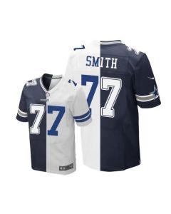 Cowboys #77 Tyron Smith Navy Blue/White Men's Stitched NFL Elite Split Jersey