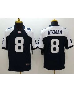 Cowboys #8 Troy Aikman Navy Blue Thanksgiving Throwback Men's Stitched NFL Limited Jersey