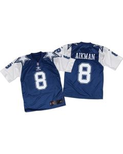 Cowboys #8 Troy Aikman Navy Blue/White Throwback Men's Stitched NFL Elite Jersey