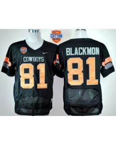 Cowboys #81 Justin Blackmon Black Pro Combat 2014 Cotton Bowl Patch Stitched NCAA Jersey