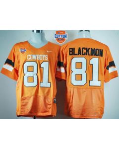 Cowboys #81 Justin Blackmon Orange Pro Combat 2014 Cotton Bowl Patch Stitched NCAA Jersey