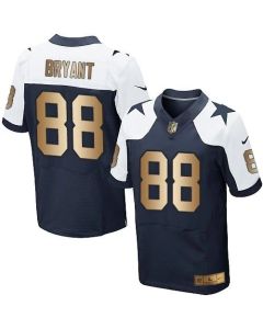 Cowboys #88 Dez Bryant Navy Blue Thanksgiving Throwback Men's Stitched NFL Elite Gold Jersey