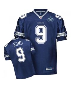 Cowboys #9 Tony Romo Blue With Team 50TH Patch Stitched Youth NFL Jersey