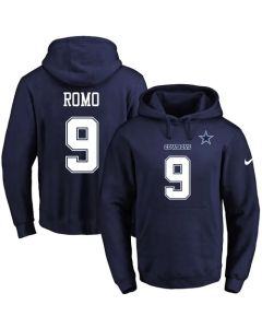 Cowboys #9 Tony Romo Navy Blue Name & Number Pullover NFL Hoodie