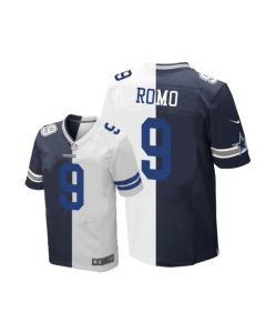 Cowboys #9 Tony Romo Navy Blue/White Men's Stitched NFL Elite Split Jersey