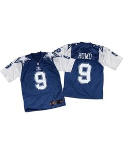 Cowboys #9 Tony Romo Navy Blue/White Throwback Men's Stitched NFL Elite Jersey